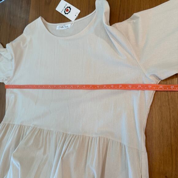 Buddha Trends Maxi Dress Size XL Mia Oversized Pleated Beige Cotton - Picture 7 of 12